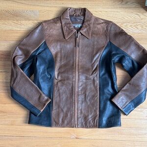 Isabella Bird Black and Brown Leather Jacket